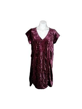 SOFT SURROUNDINGS Velvet V-Neck Short Sleeve Sheath Dress Size Medium